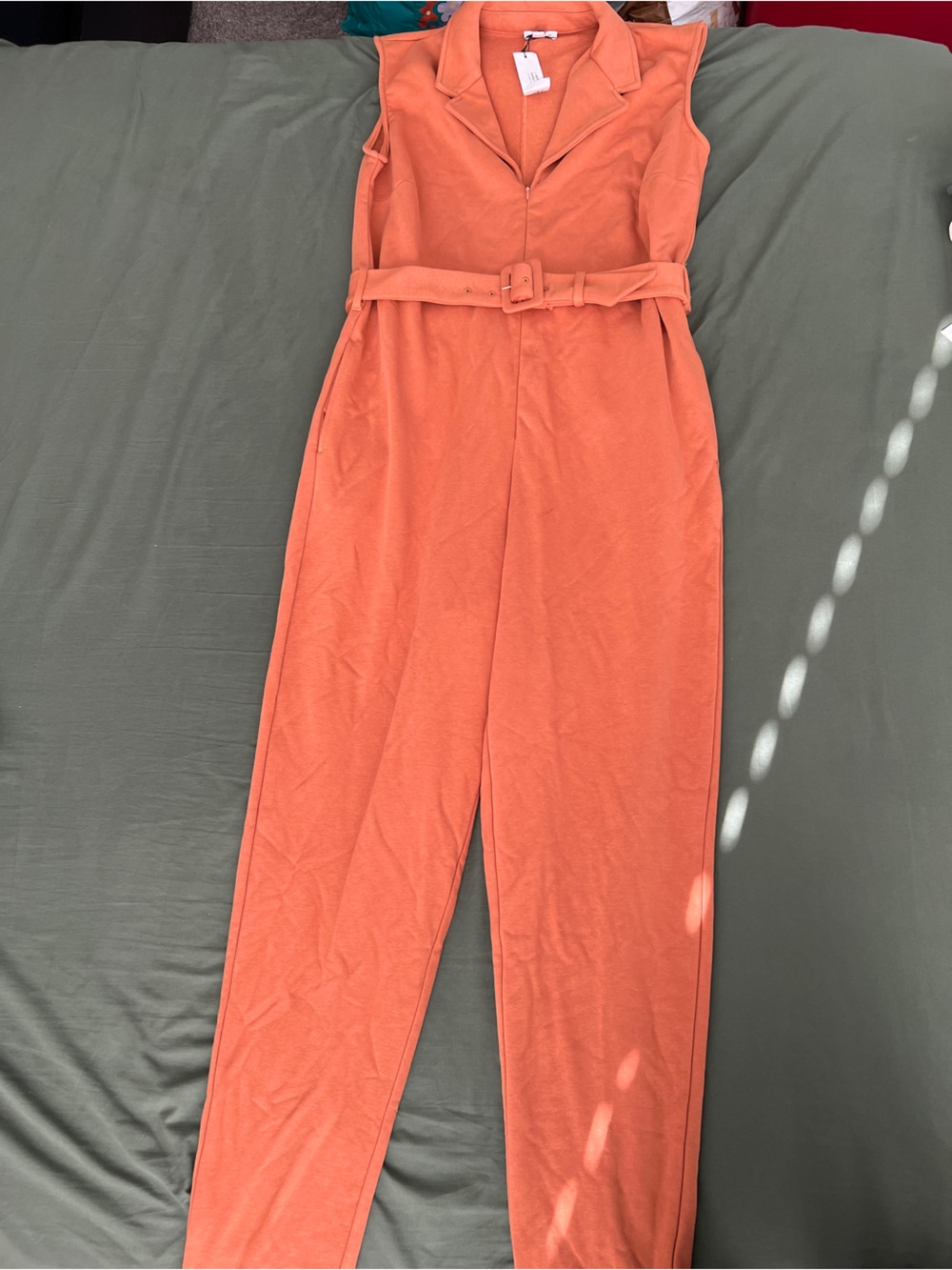 Women’s Burnt Orange Jumpsuit with Belt - Size L